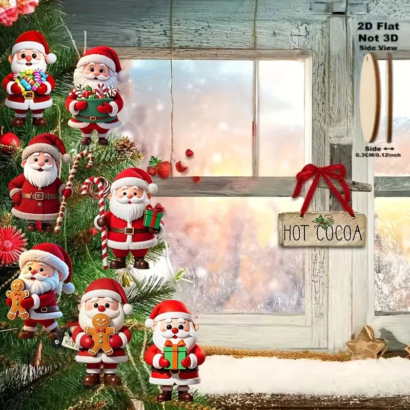 10-Piece Wooden Santa Claus and Gingerbread Man Holiday Decorations Set