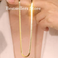 Sterling Silver 18K Gold Plated Chain Necklace 4mm Blade Adjustable Length