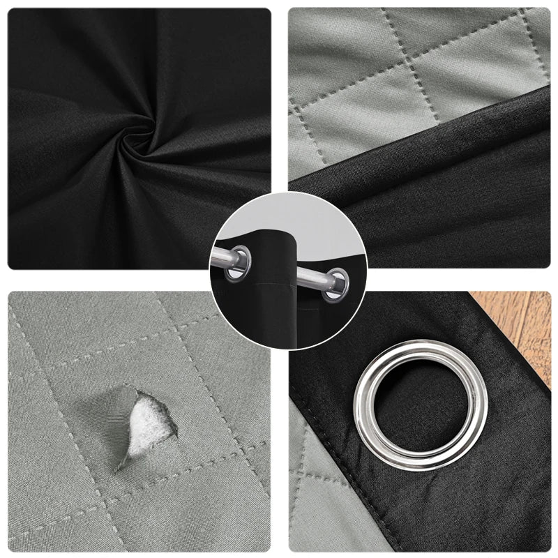 Winter Thickened Cotton Blackout Insulated Curtains for Bedroom & Living Room