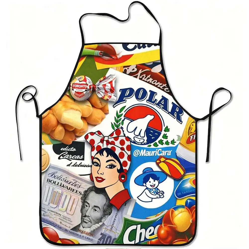 Retro Venezuelan Snacks Print Apron - Durable Kitchen Cooking Accessory