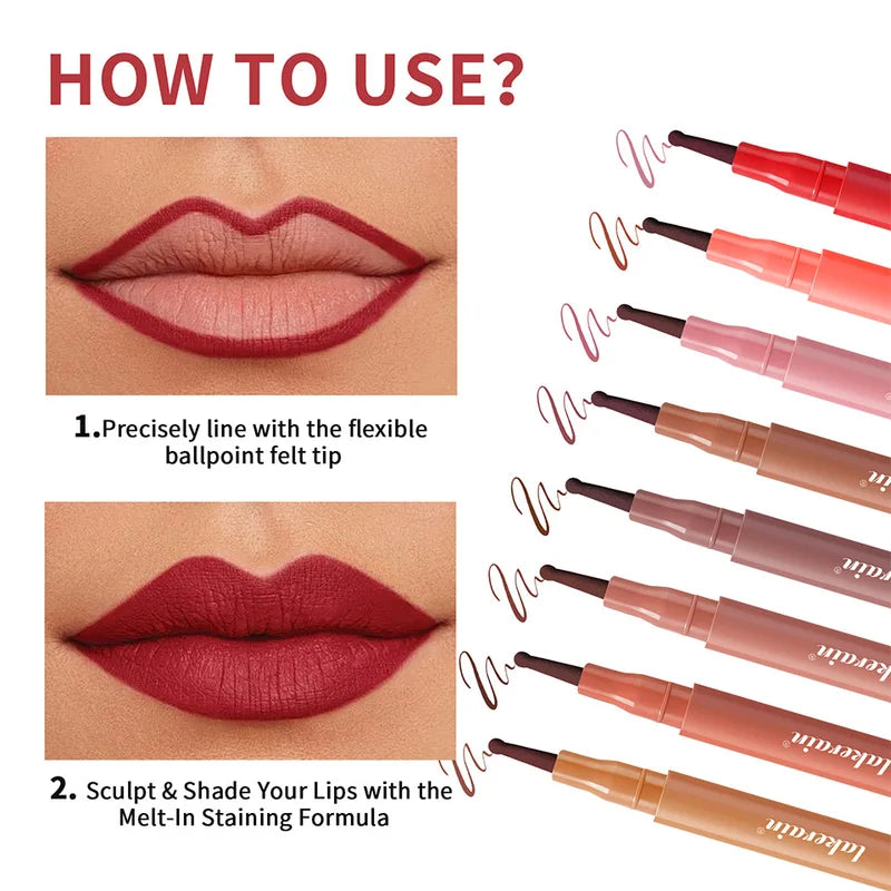Waterproof Lip Liner Stain Set - Long Lasting Transfer Proof Lip Makeup