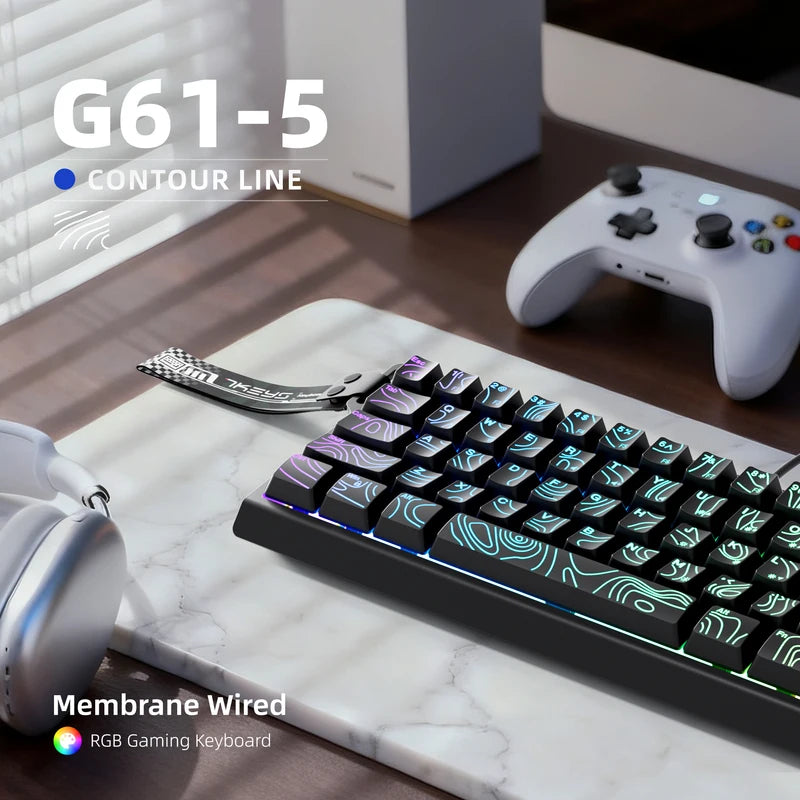 60% Wired Gaming Keyboard with RGB Backlighting & Gradient Keycaps for Windows, Laptops, and Tablets