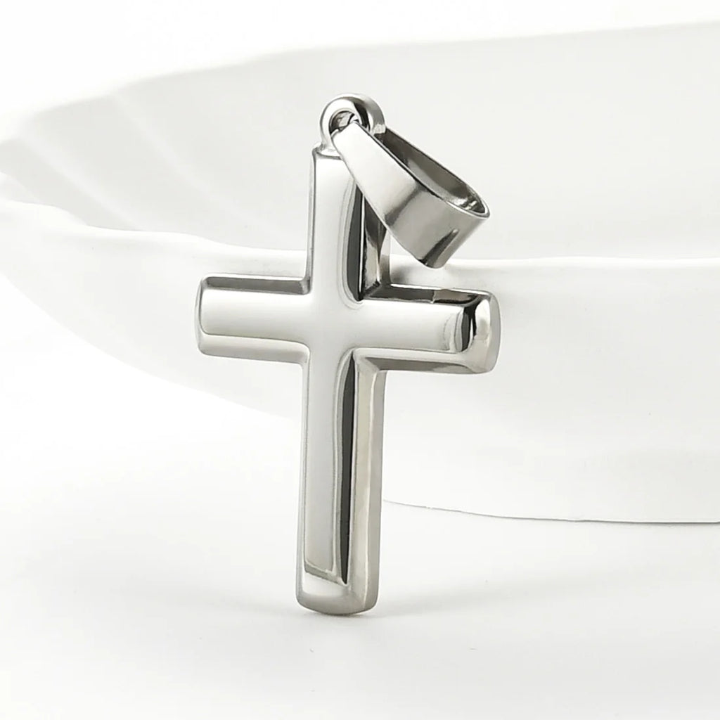 Minimalist Christian Stainless Steel Cross Pendant Necklace for Men Women