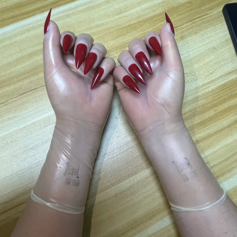 Latex Gloves with Nails - Cross Dressing Costume Accessory for Men & Women