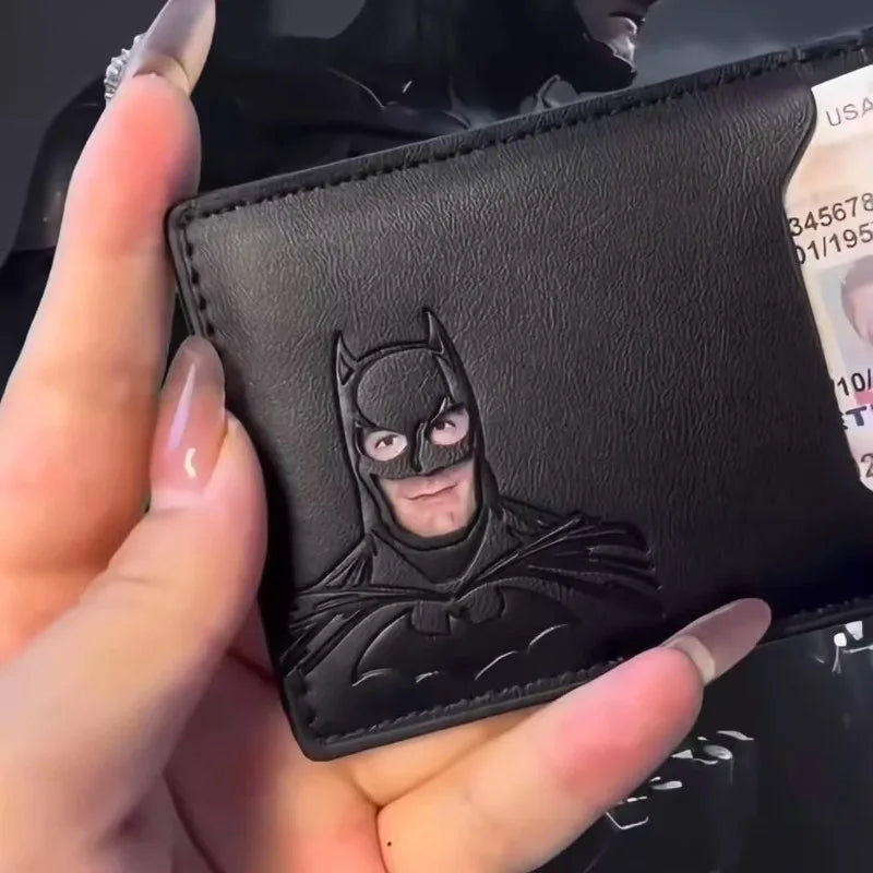 Leather Bat Wallet with Superhero Mask Card Holder - Personalized Gift