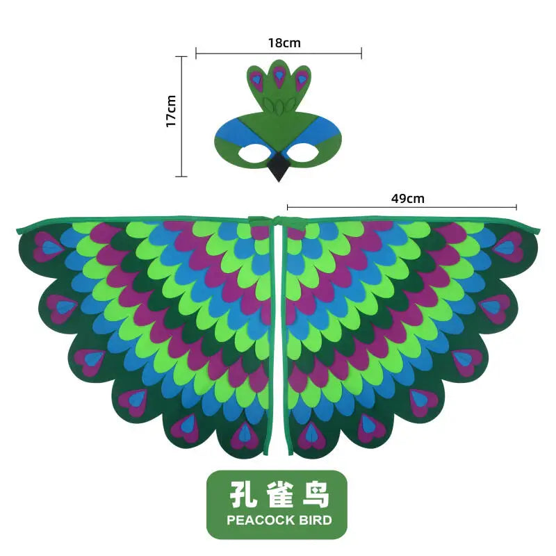 Kids Bird Wings & Mask Costume Set for Stage Play Halloween Cosplay