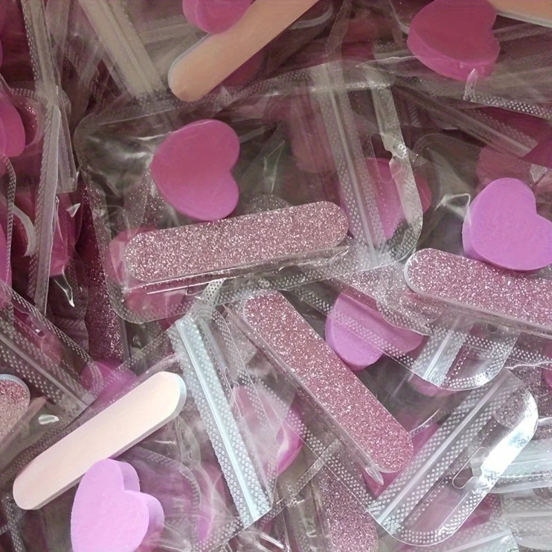 Pink Glitter Nail Care Kit with Buffers and Nail Art Tools - 12 Piece Set