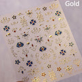 Gold Stamped Silver Sun Stars Snake Nail Art Stickers - Self-Adhesive Manicure Decals