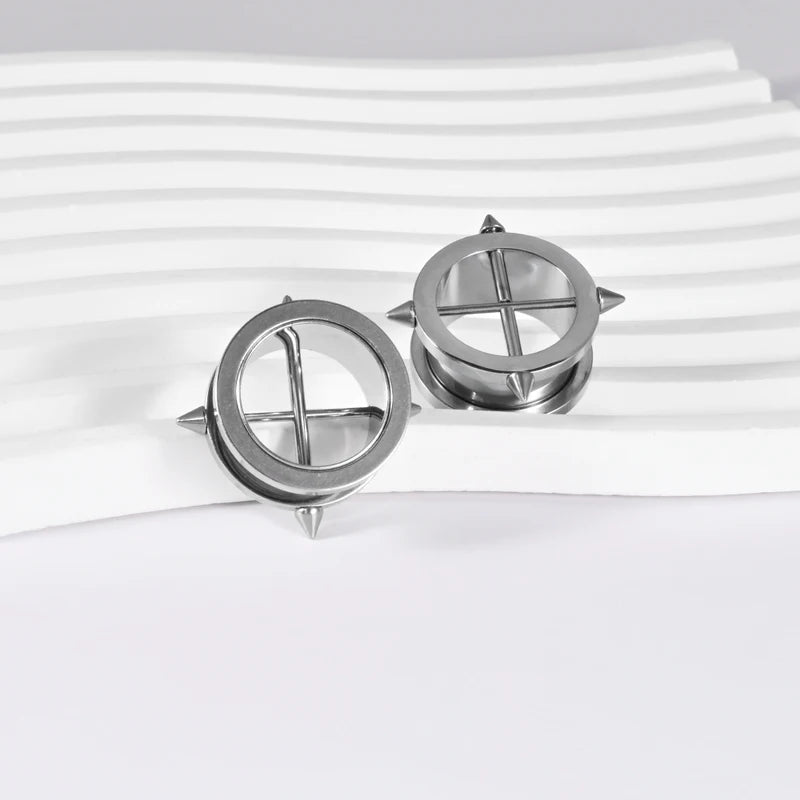 2pcs Punk Arrow Spike Ear Cuffs Gauges Body Jewelry - Unisex Piercing
