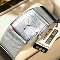 Luxury Square Quartz Wristwatch for Men - Rose Gold Automatic Blue Dial