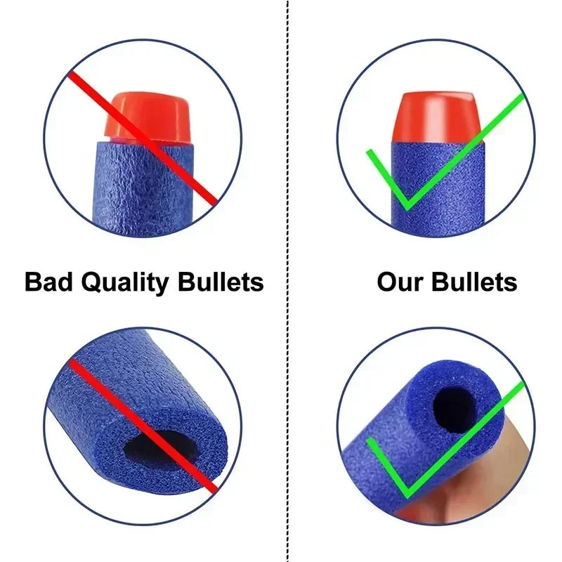 Kids Toy Gun Refill Darts 7.2cm - 100pcs Blue Solid Round Head Bullets