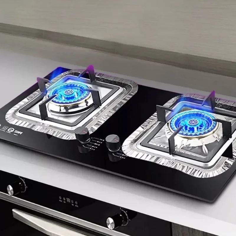Disposable Aluminum Foil Stove Burner Covers, Oil-Proof Gas Cooktop Protectors, 22x22cm, 20 Pack