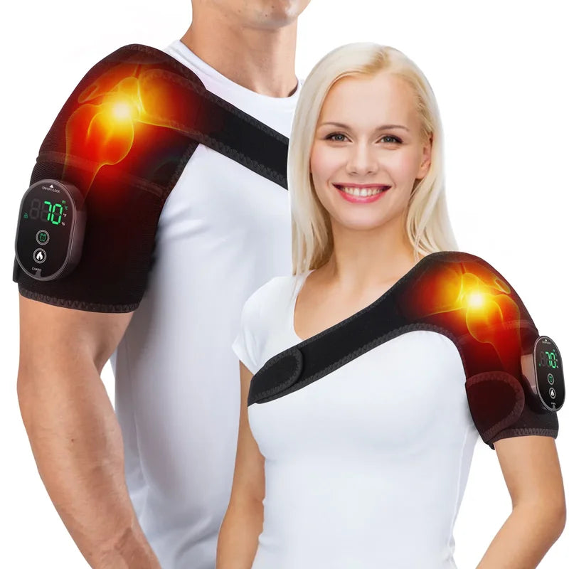 Vibration Shoulder Massage Belt with Heat - Wearable Warmer