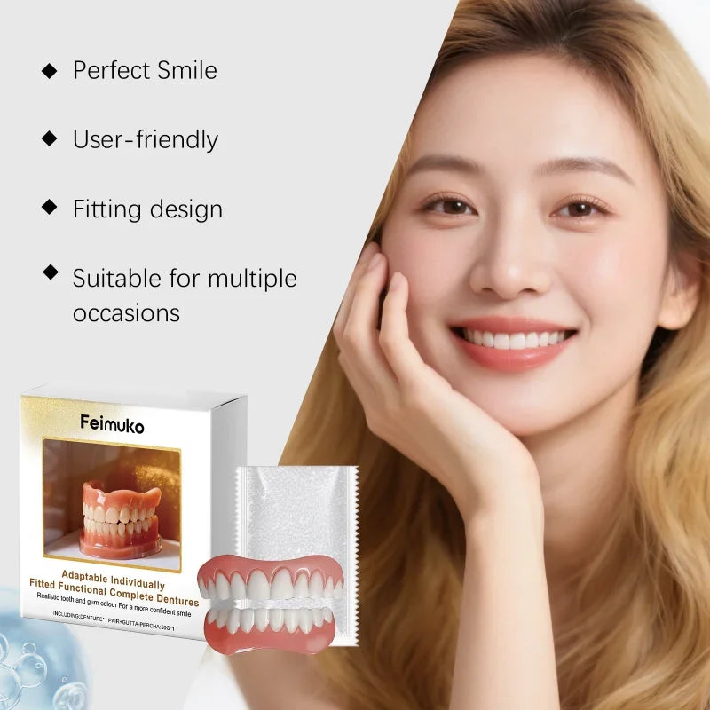Denture Silicone Kit with Soft Liners for Upper and Lower False Teeth - Comfortable Reline Set