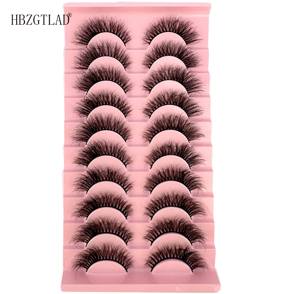 10 Pairs Fluffy Mink False Eyelashes - Natural Dramatic Look, Wispy & Long