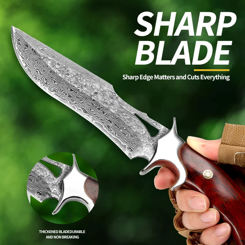 Large Damascus Stainless Steel Knife - Sharp and Portable Kitchen Tool