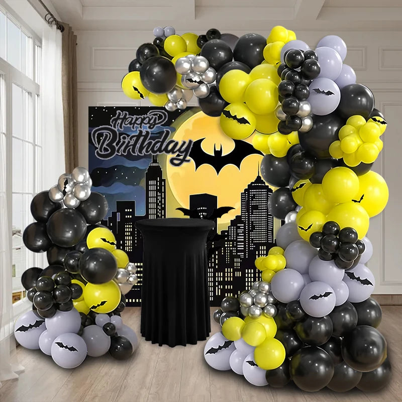 143-Piece Bat Theme Balloon Arch Kit with Latex Balloons & Bat Stickers for Halloween & Birthday Parties