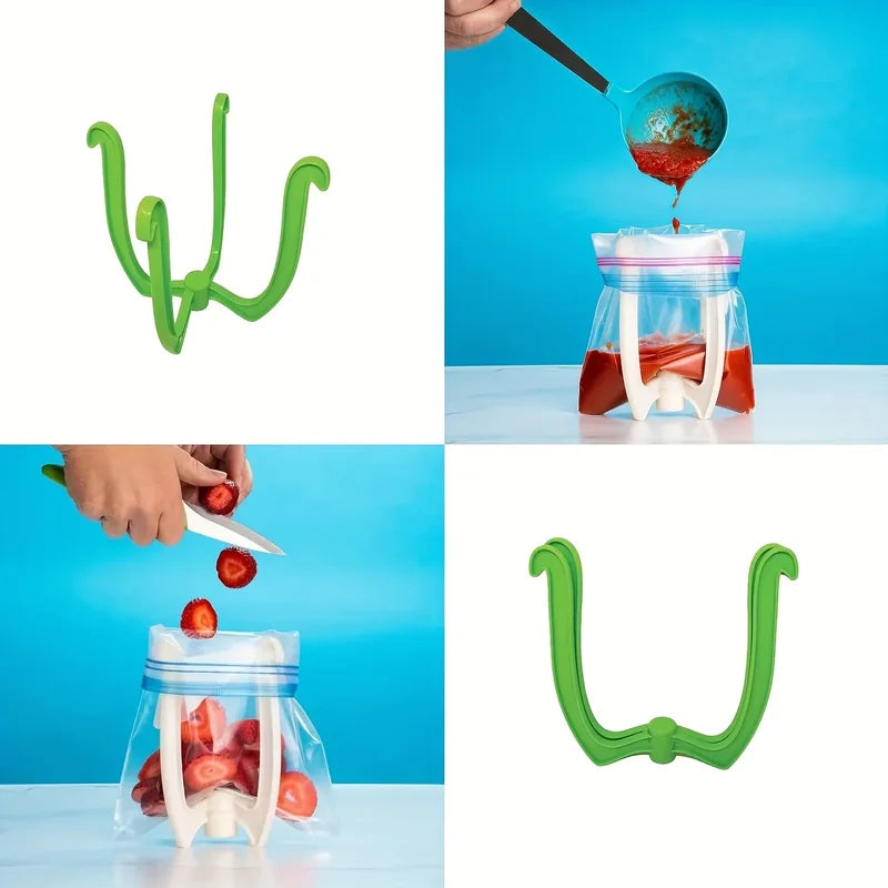 Heavy-Duty Plastic Bag Holder with Sturdy Base - Space-Saving Organizer for Kitchen, Pantry, Garage
