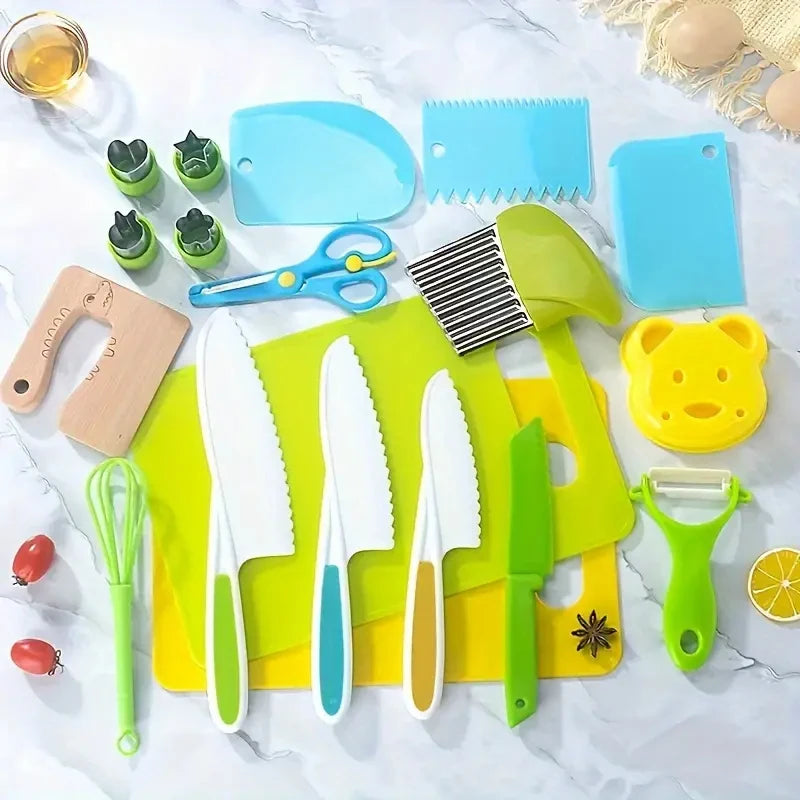 Kids Cooking Cutter Set - Toddler Plastic Knife & Peeler Kitchen Accessories
