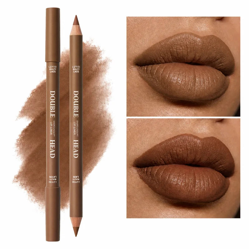 Waterproof Lipliner Pencil with 2 Shades - Long-Lasting, Smudge-Proof, Precise Lip Definition