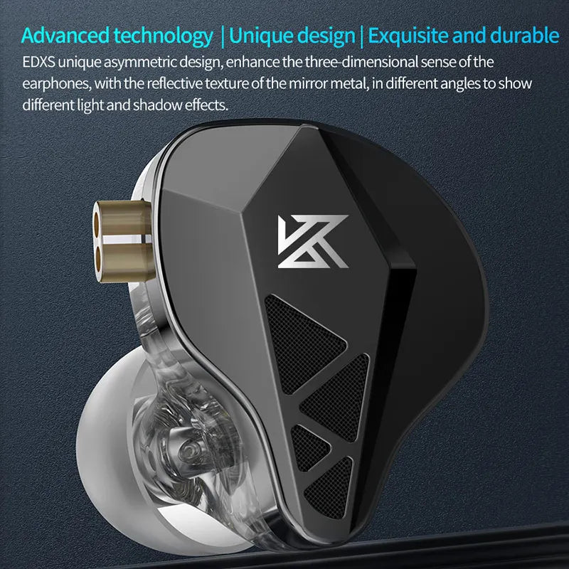 KZ EDXS In-Ear Earphones with Dynamic Driver and Detachable Cable, Noise-Cancelling Wired Earbuds for Sport and High-Res Audio