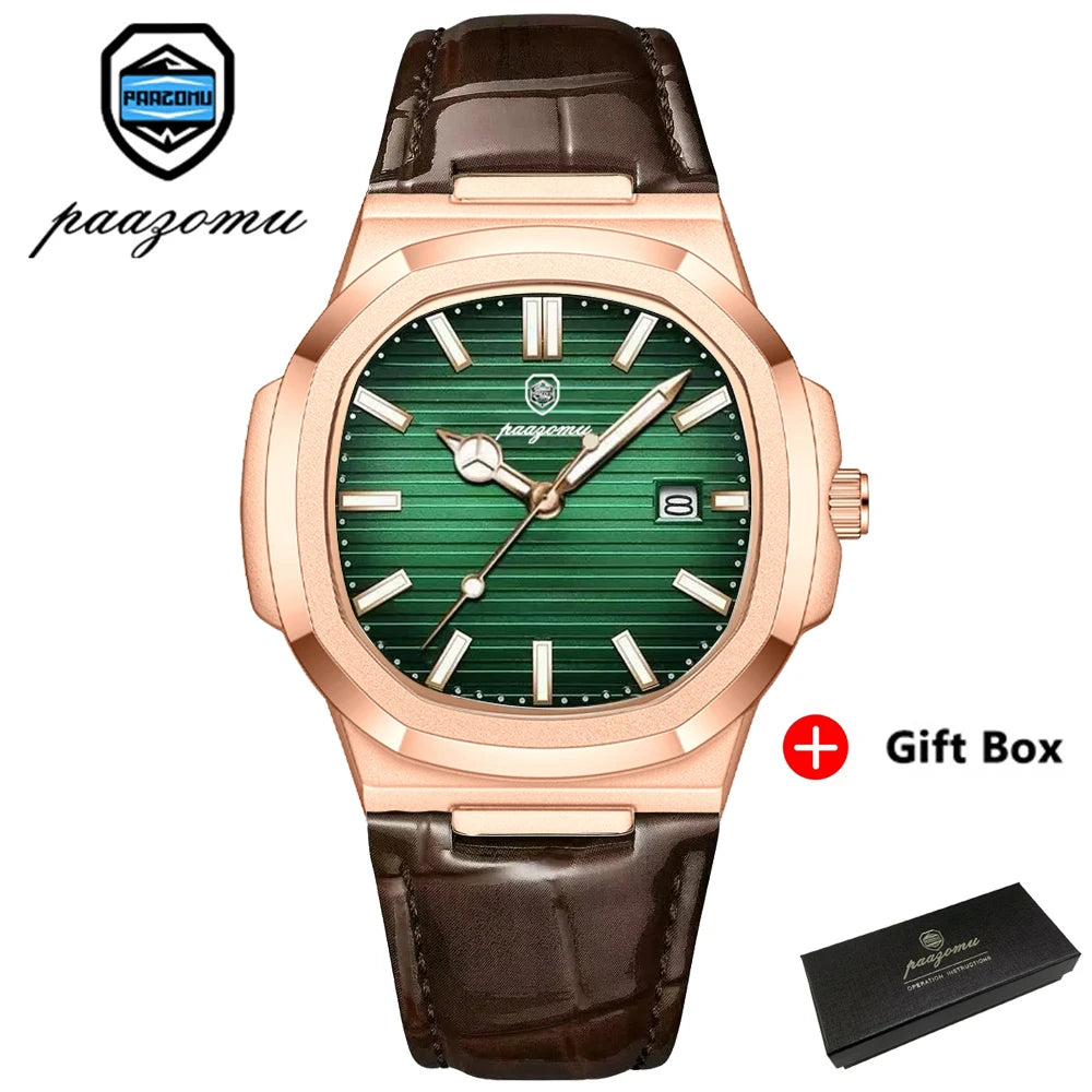 Luxury Leather Business Watch for Men - Waterproof Quartz Casual Wristwatch