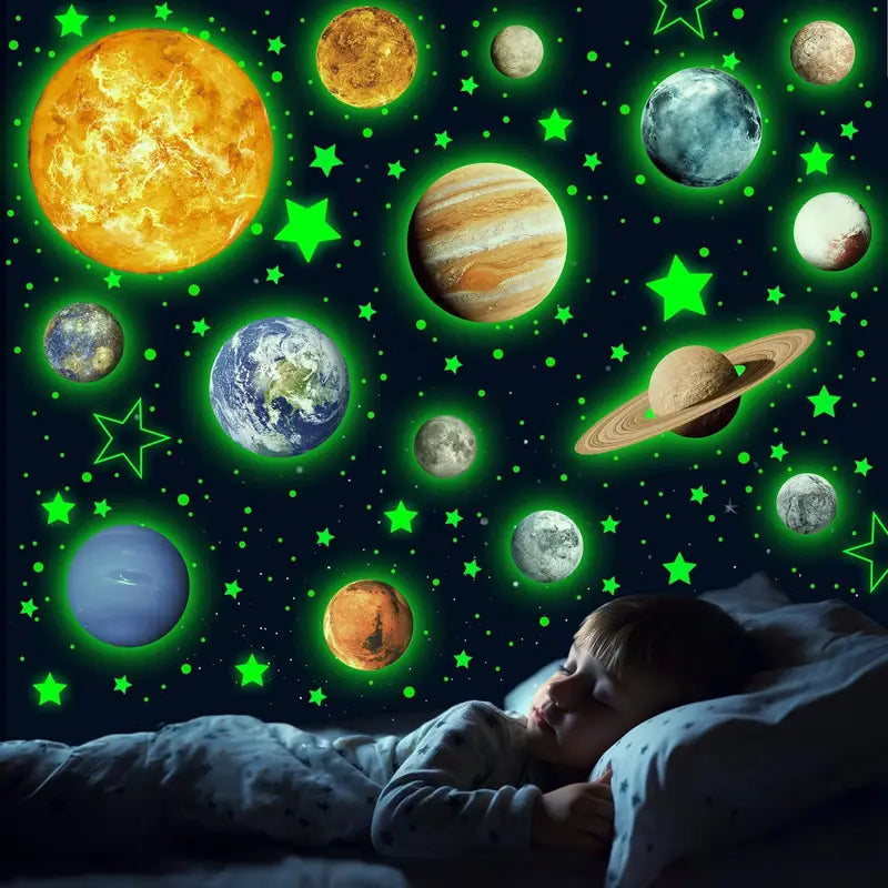 757PCS Glow in The Dark Planet Wall Stickers for Kids Bedroom Ceiling Decor