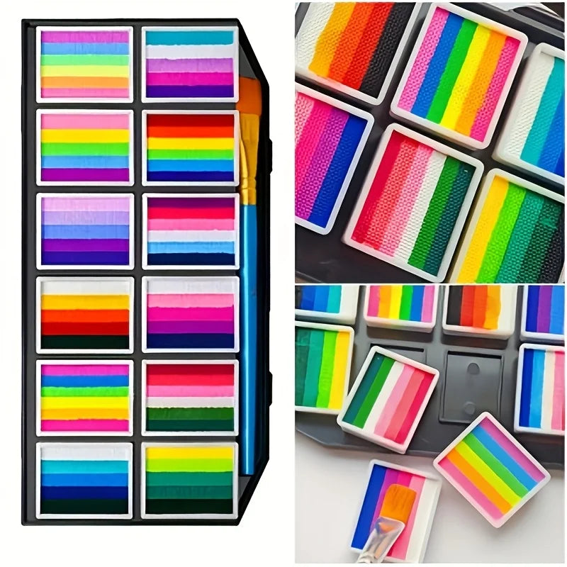 Face & Body Paint Kit with 65 Colors, 32 Stencils, Brushes & Sponges for Creative Makeup and Art