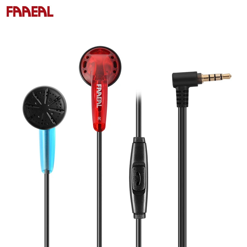 Wired Earbuds with Microphone - Super Bass Flat Head In-Ear Headphones