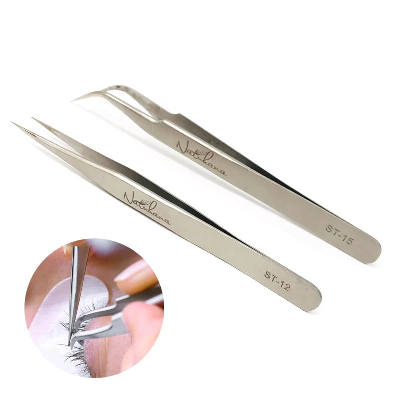 Eyelash Extension Tweezers - Anti-Static, Precision, Curved & Straight Makeup Tool
