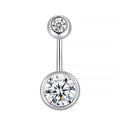 Double Belly Button Rings Stainless Steel Navel Piercing Jewelry with Crystal Rhinestones Women Girls