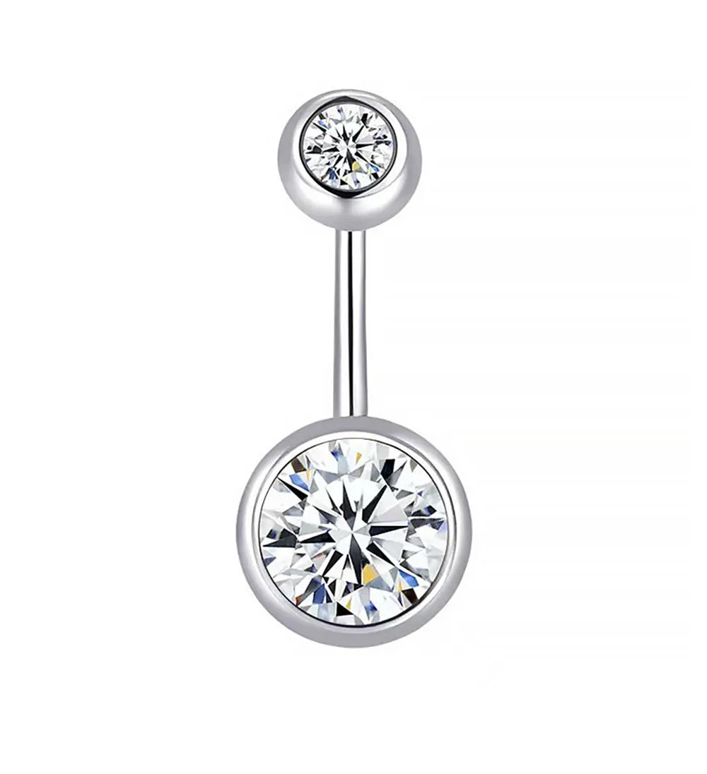 Double Belly Button Rings Stainless Steel Navel Piercing Jewelry with Crystal Rhinestones Women Girls
