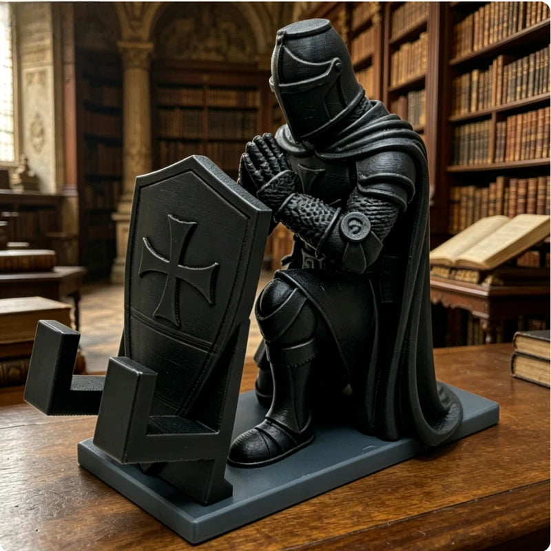 Medieval Knight Cell Phone Holder - Desktop Warrior Armor Stand for Gaming & Decor