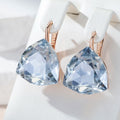 Light Grey Stone Earrings for Women 585 Rose Gold Zircon Jewelry Gift