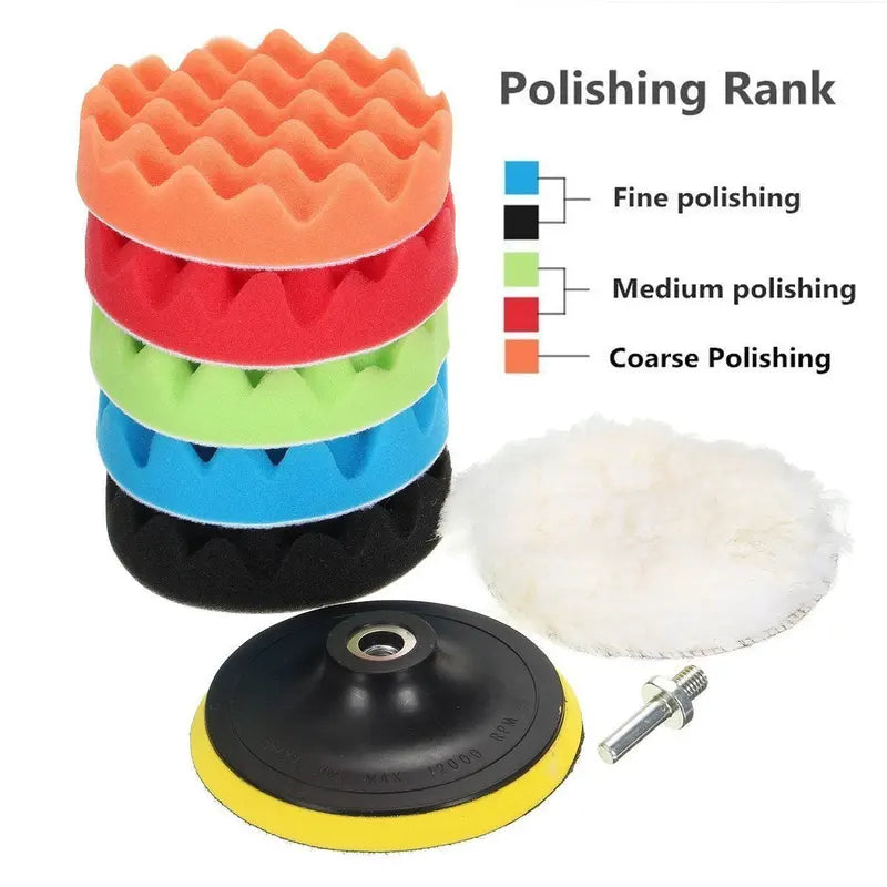 8 Pcs Car Polishing and Buffing Sponge Pads Kit - Auto Waxing and Cleaning
