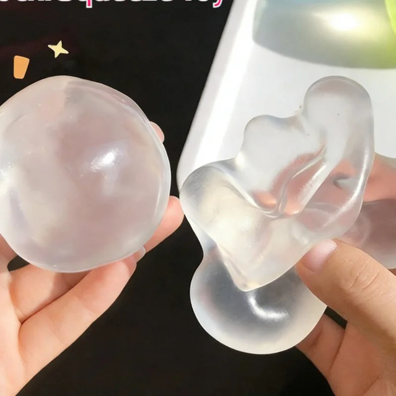 Transparent Mochi Squishy Decor - Slow Rising Fidget Prop with Coconut Oil Texture, Soft Comfort for Kids & Adults