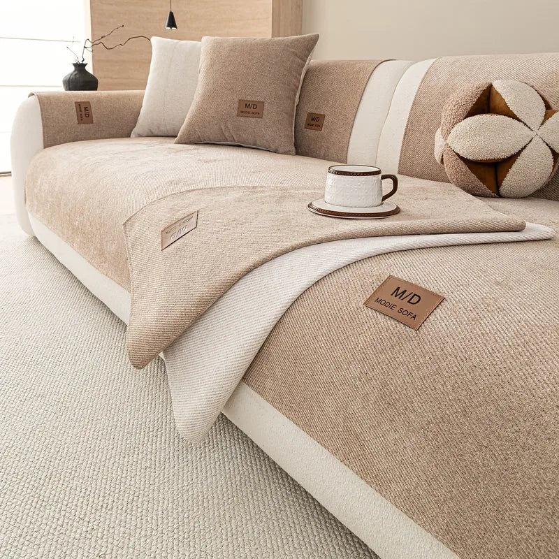 Universal Non-Slip Pet-Friendly Sofa Cover with Chenille Twill Fabric – All Sizes & Colors