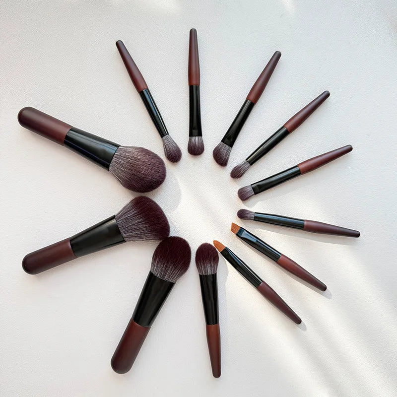 12 Pcs Travel Makeup Brushes Set with Bag - Eyeshadow Blush Foundation Tools