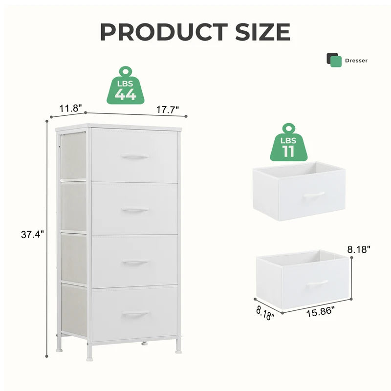Living Room 4-Drawer Fabric Storage Cabinet with Wooden Top - Multi-Use Dresser and Closet Chest