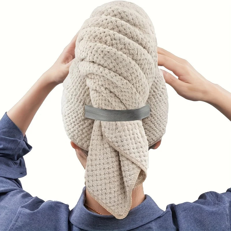 Extra Large Microfiber Hair Towel Wrap - Quick Dry Turban with Elastic Band