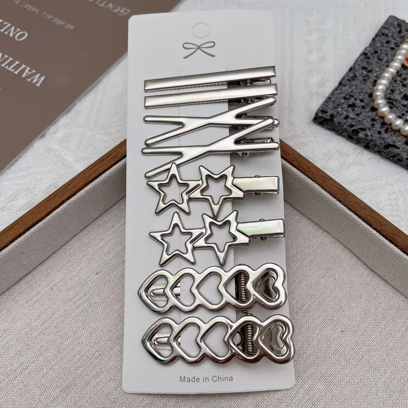 Women Metal Y2K Hair Clips Set - Exquisite Duckbill Barrettes for Girls