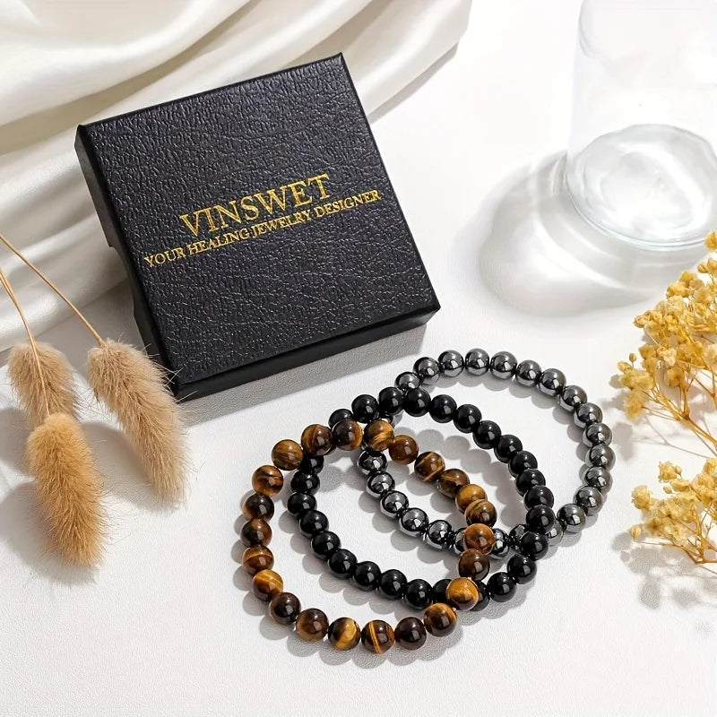 Bohemian Gemstone Bracelet Set for Women Men - Lucky Wealth & Success Beads