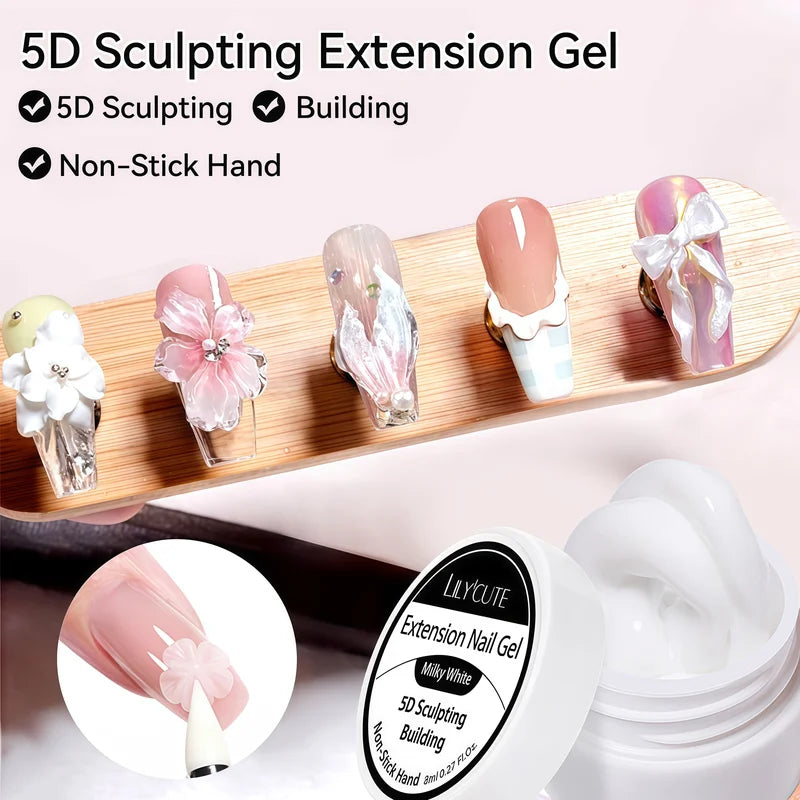3D Nail Gel Hard Long-Lasting Overlay for Nail Art and 3D Bow Shapes