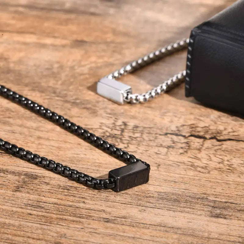 Stainless Steel Box Chain Bracelets for Men Teens Geometric Square Tube Charm Jewelry
