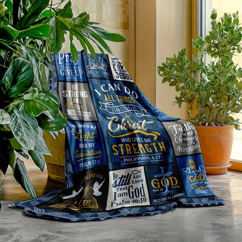 Large Christian Scripture Throw Blanket - Religious Faith Inspirational Home Decor