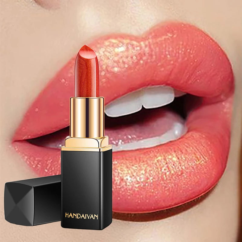 Long Lasting Waterproof Lipstick with Glitter Shimmer - Multiple Colors