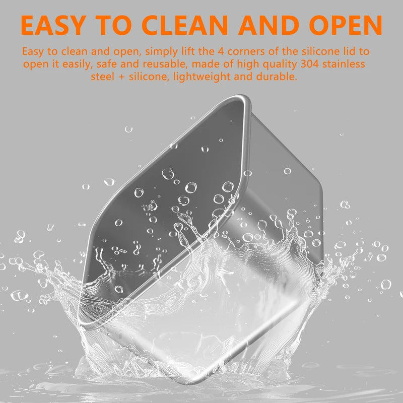 Stainless Steel Snack Containers with Silicone Leakproof Lids - 4 Pack, Portable Food Storage