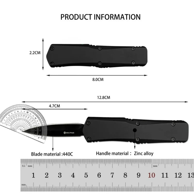 Mini Folding Knife with Zinc Alloy Handle and 440C Blade for Camping Hiking Survival
