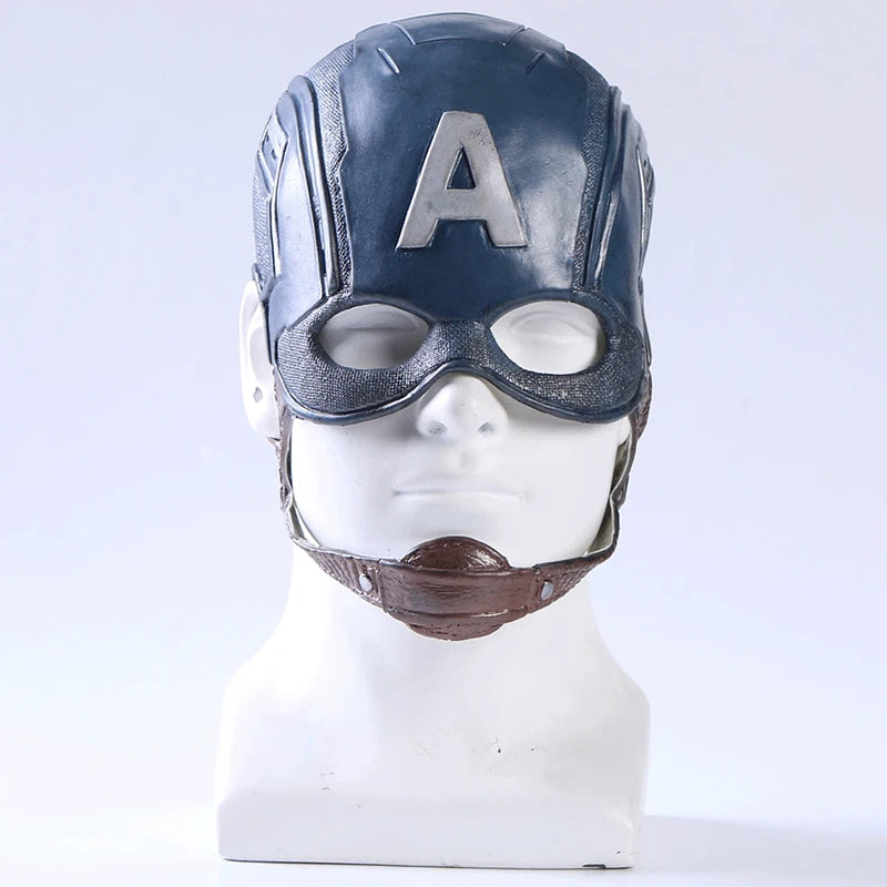 Latex Captain America Helmet Mask Cosplay Costume Prop for Halloween & Parties