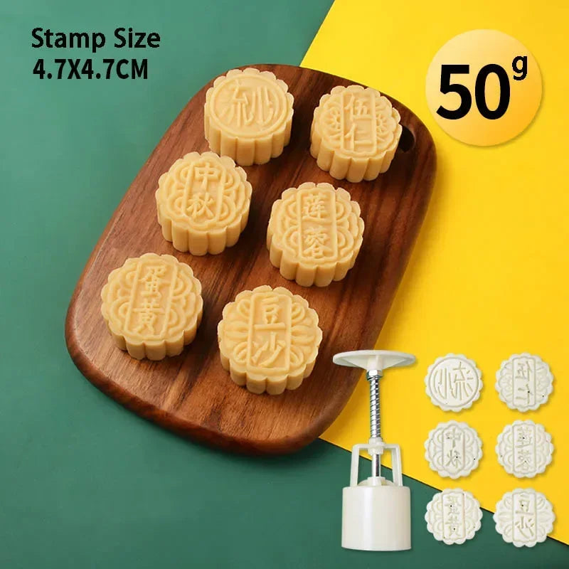 Mooncake Mold Set for Chinese Festival Baking - Multi-Color Plastic Cookie Cutter